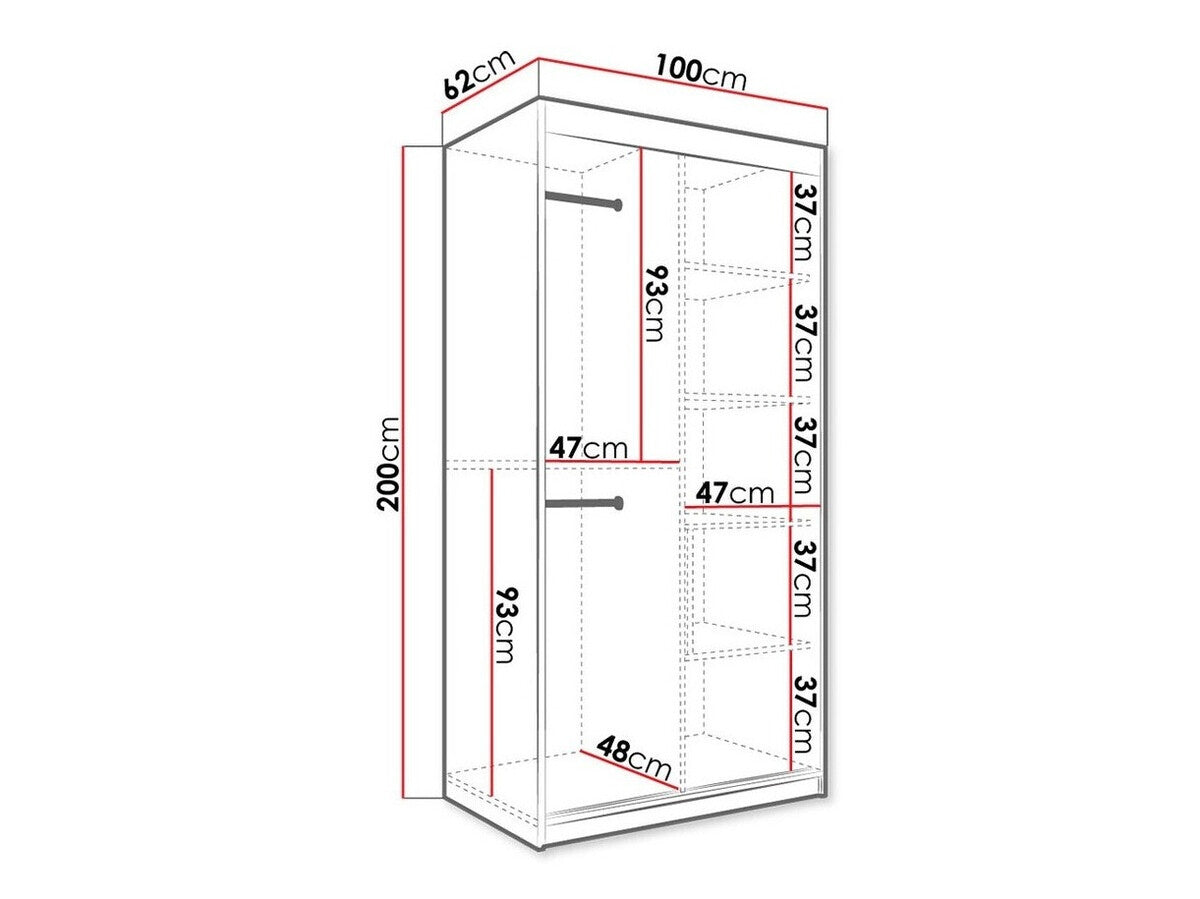 Gardróbszekrény 100 MARMUR POLE (Nemnnus 100), Szín: Matt fekete + Fehér márvány, Fiókok: Nem