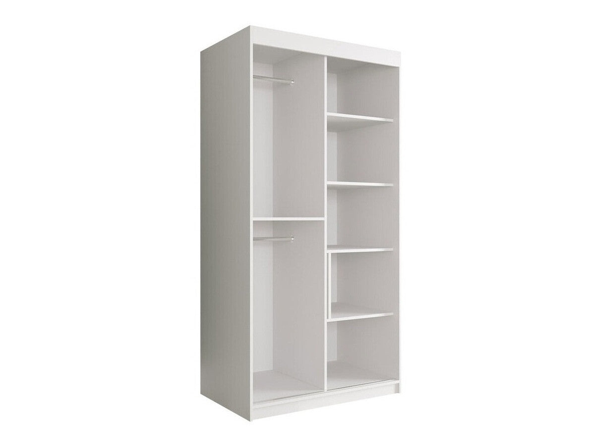 Gardróbszekrény 100 MARMUR POLE (Nemnnus 100), Szín: Matt fehér + Fekete márvány, Fiókok: Nem