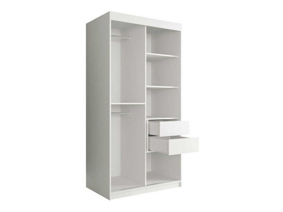 Gardróbszekrény 100 MARMUR POLE (Nemnnus 100), Szín: Matt fehér + Fekete márvány, Fiókok: Igen