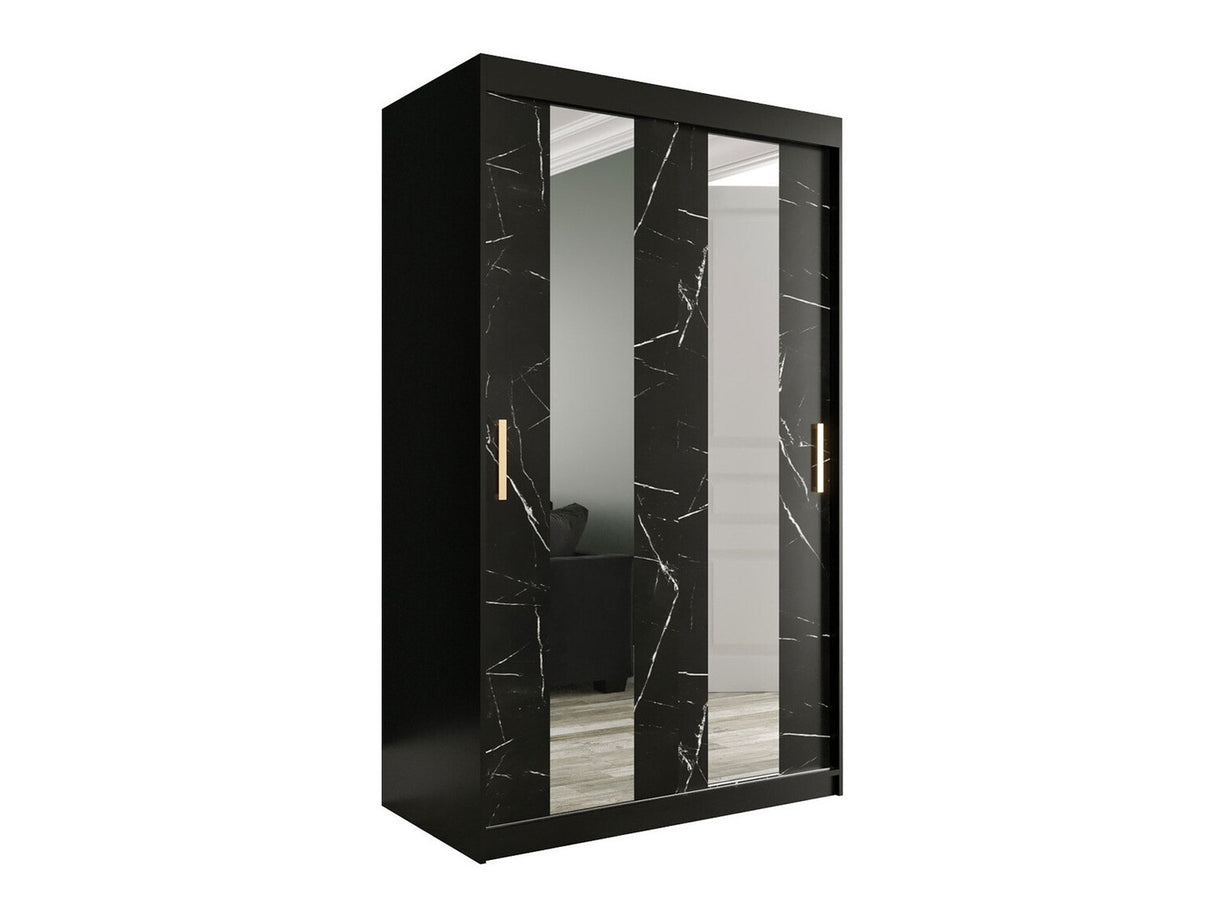 Gardróbszekrény 120 MARMUR POLE (Nemnnus 120), Szín: Matt fekete + Fekete márvány, Fiókok: Nem