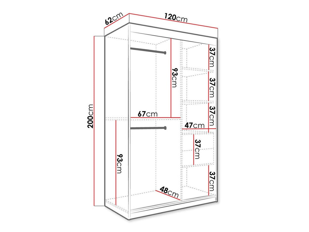 Gardróbszekrény 120 MARMUR POLE (Nemnnus 120), Szín: Matt fekete + Fekete márvány, Fiókok: Nem
