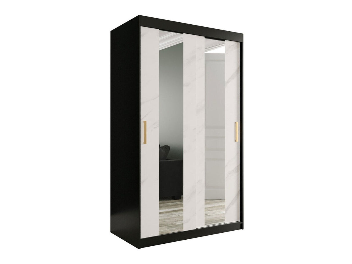 Gardróbszekrény 120 MARMUR POLE (Nemnnus 120), Szín: Matt fekete + Fehér márvány, Fiókok: Nem