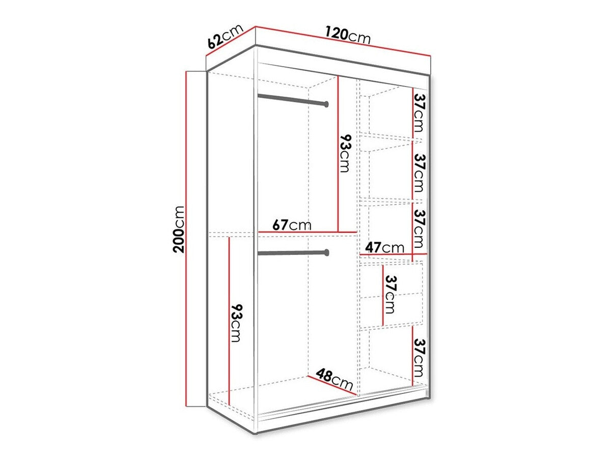 Gardróbszekrény 120 MARMUR POLE (Nemnnus 120), Szín: Matt fekete + Fehér márvány, Fiókok: Nem