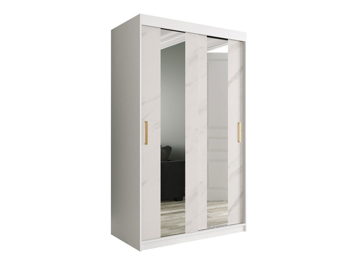 Gardróbszekrény 120 MARMUR POLE (Nemnnus 120), Szín: Matt fehér + Fehér márvány, Fiókok: Nem