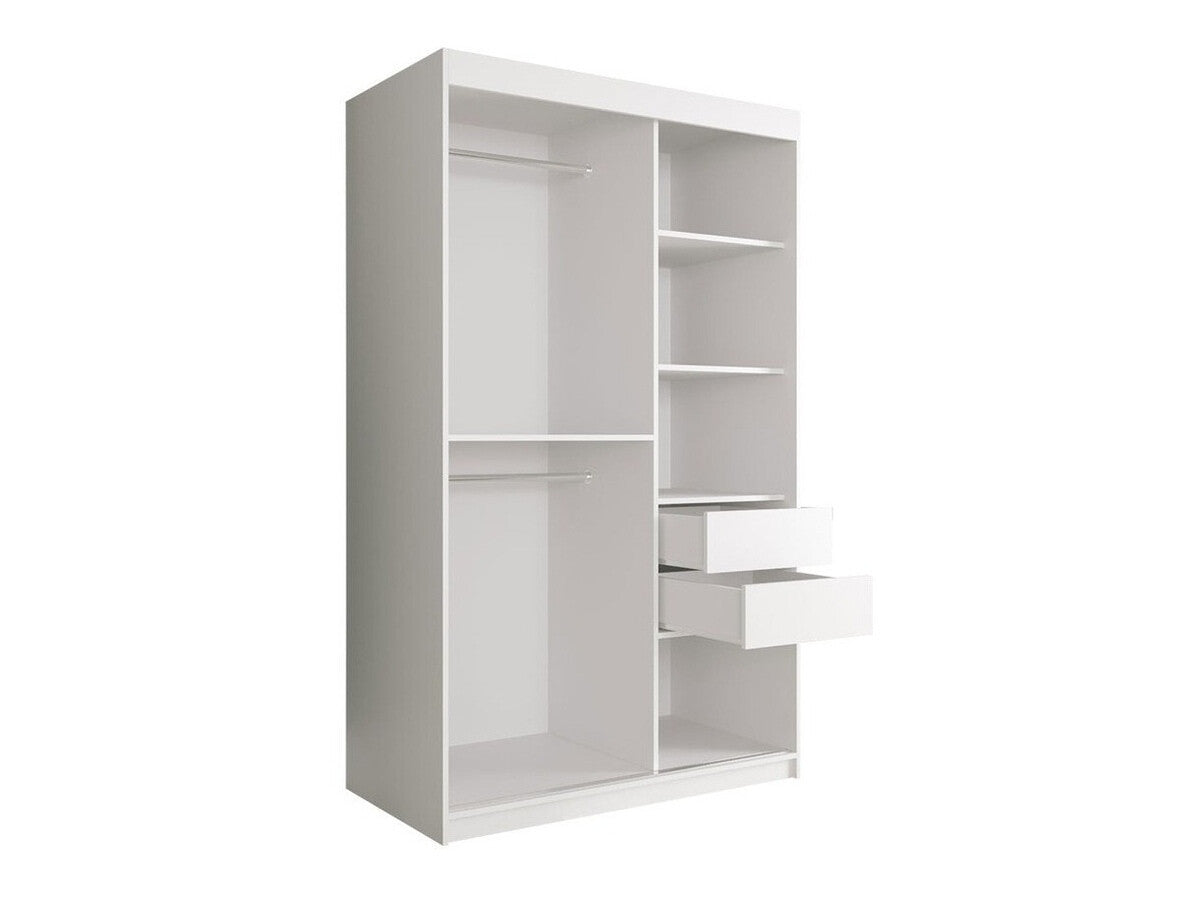 Gardróbszekrény 120 MARMUR POLE (Nemnnus 120), Szín: Matt fehér + Fehér márvány, Fiókok: Igen