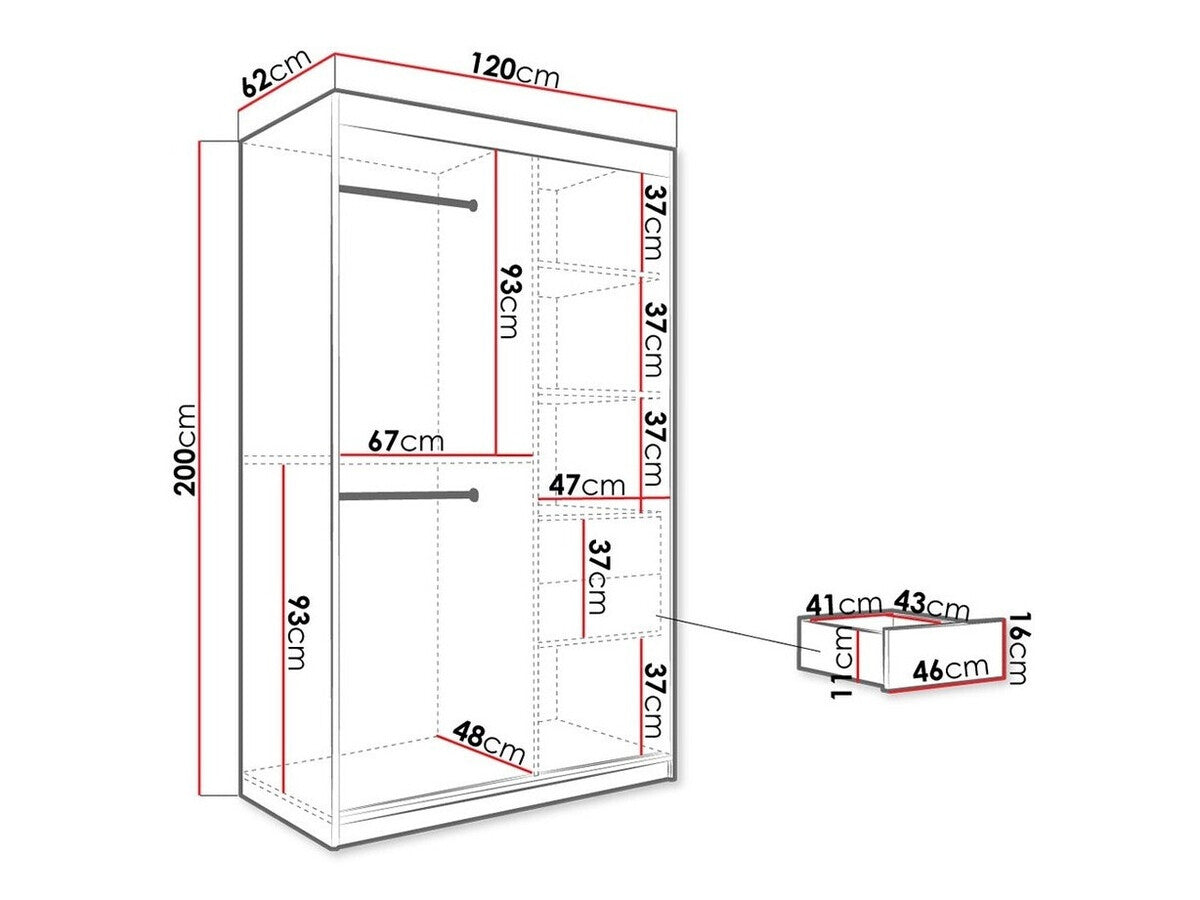 Gardróbszekrény 120 MARMUR POLE (Nemnnus 120), Szín: Matt fehér + Fehér márvány, Fiókok: Igen
