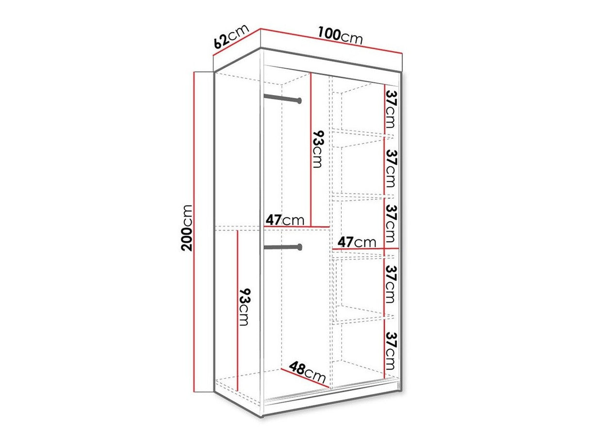 Gardróbszekrény 100 MARMUR T (Nemnnus T 100), Szín: Matt fekete + Fekete márvány, Fiókok: Nem