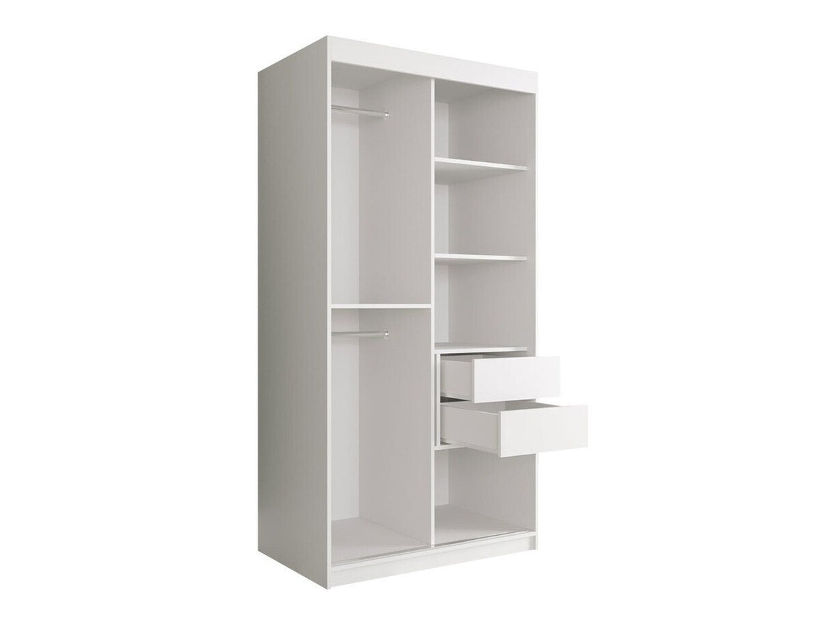 Gardróbszekrény 100 MARMUR T (Nemnnus T 100), Szín: Matt fekete + Fekete márvány, Fiókok: Igen