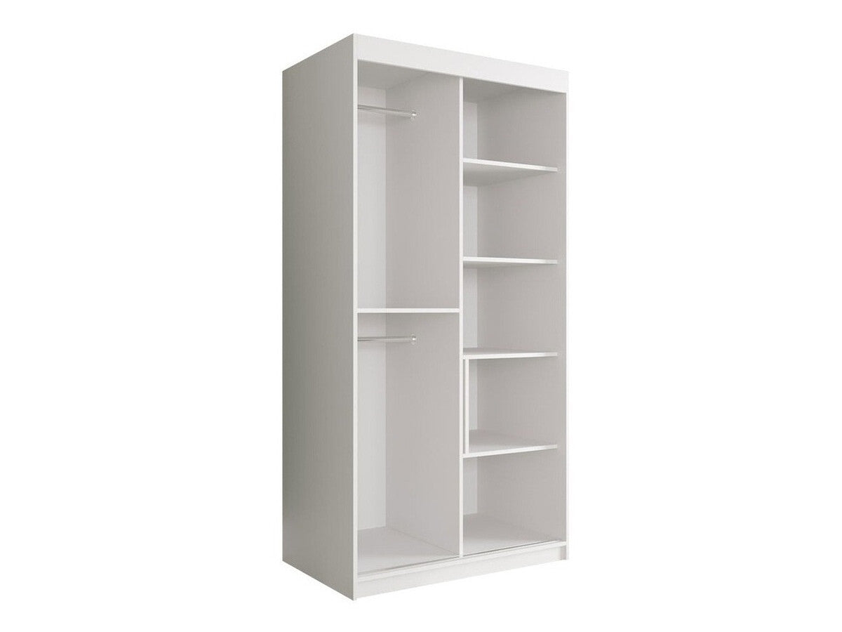 Gardróbszekrény 100 MARMUR T (Nemnnus T 100), Szín: Matt fehér + Fehér márvány, Fiókok: Nem