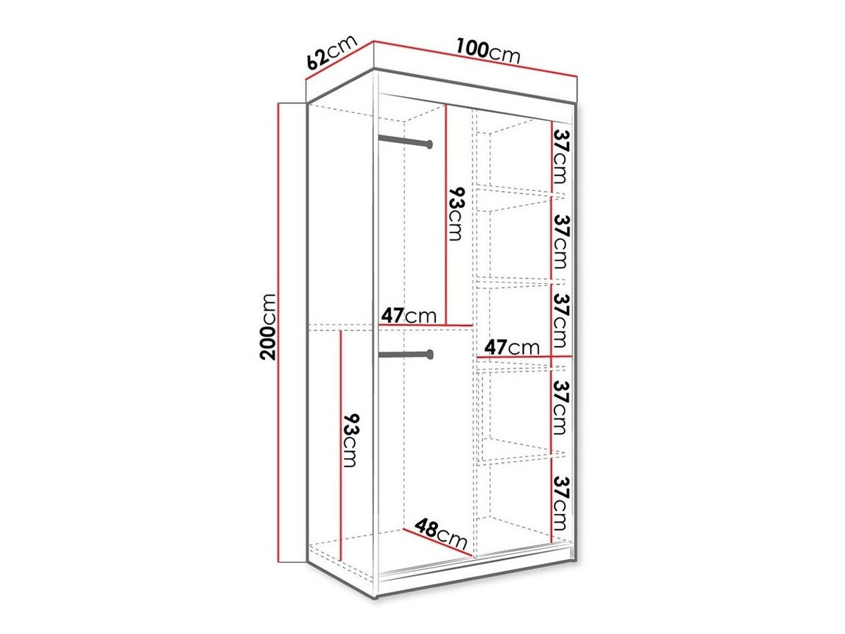 Gardróbszekrény 100 MARMUR T (Nemnnus T 100), Szín: Matt fehér + Fehér márvány, Fiókok: Nem