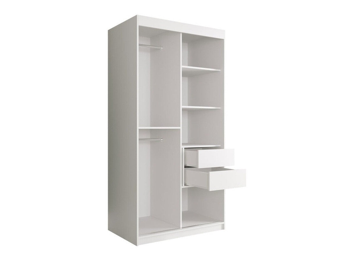 Gardróbszekrény 100 MARMUR T (Nemnnus T 100), Szín: Matt fehér + Fehér márvány, Fiókok: Igen