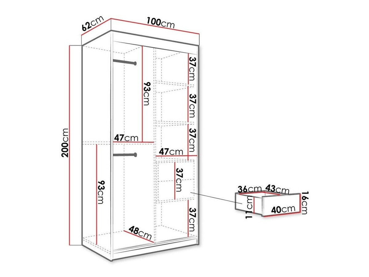 Gardróbszekrény 100 MARMUR T (Nemnnus T 100), Szín: Matt fehér + Fehér márvány, Fiókok: Igen