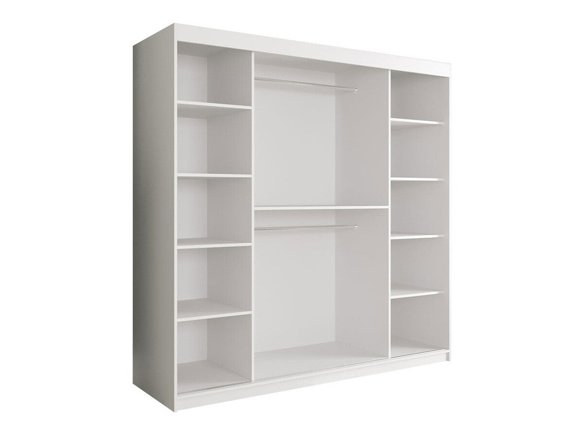 Gardróbszekrény 200 MARMUR POLE (Nemnnus 200), Szín: Matt fehér + Fehér márvány, Fiókok: Nem