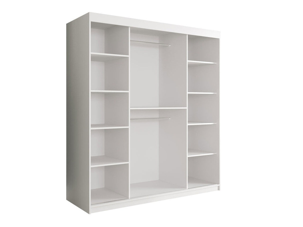 Gardróbszekrény 180 MARMUR POLE (Nemnnus 180), Szín: Matt fekete + Fekete márvány, Fiókok: Nem