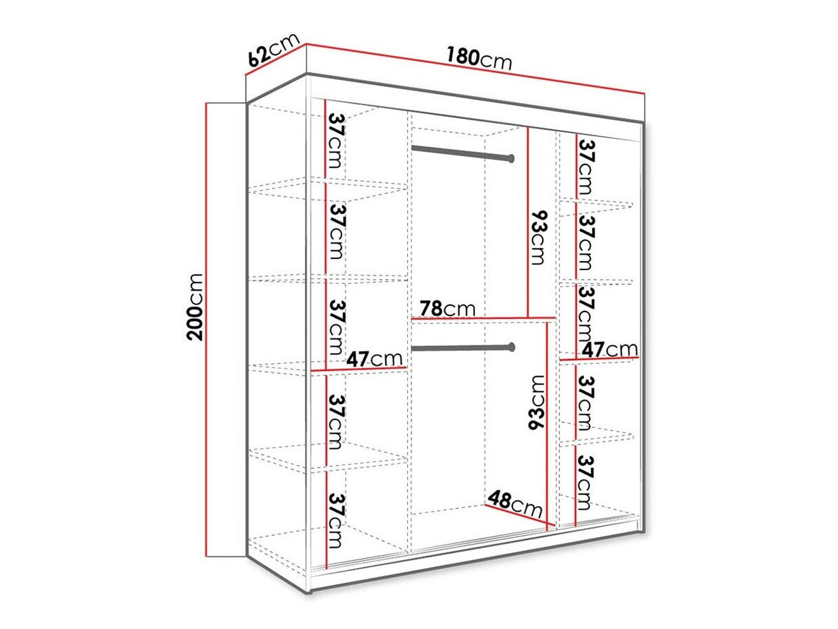 Gardróbszekrény 180 MARMUR POLE (Nemnnus 180), Szín: Matt fekete + Fekete márvány, Fiókok: Nem