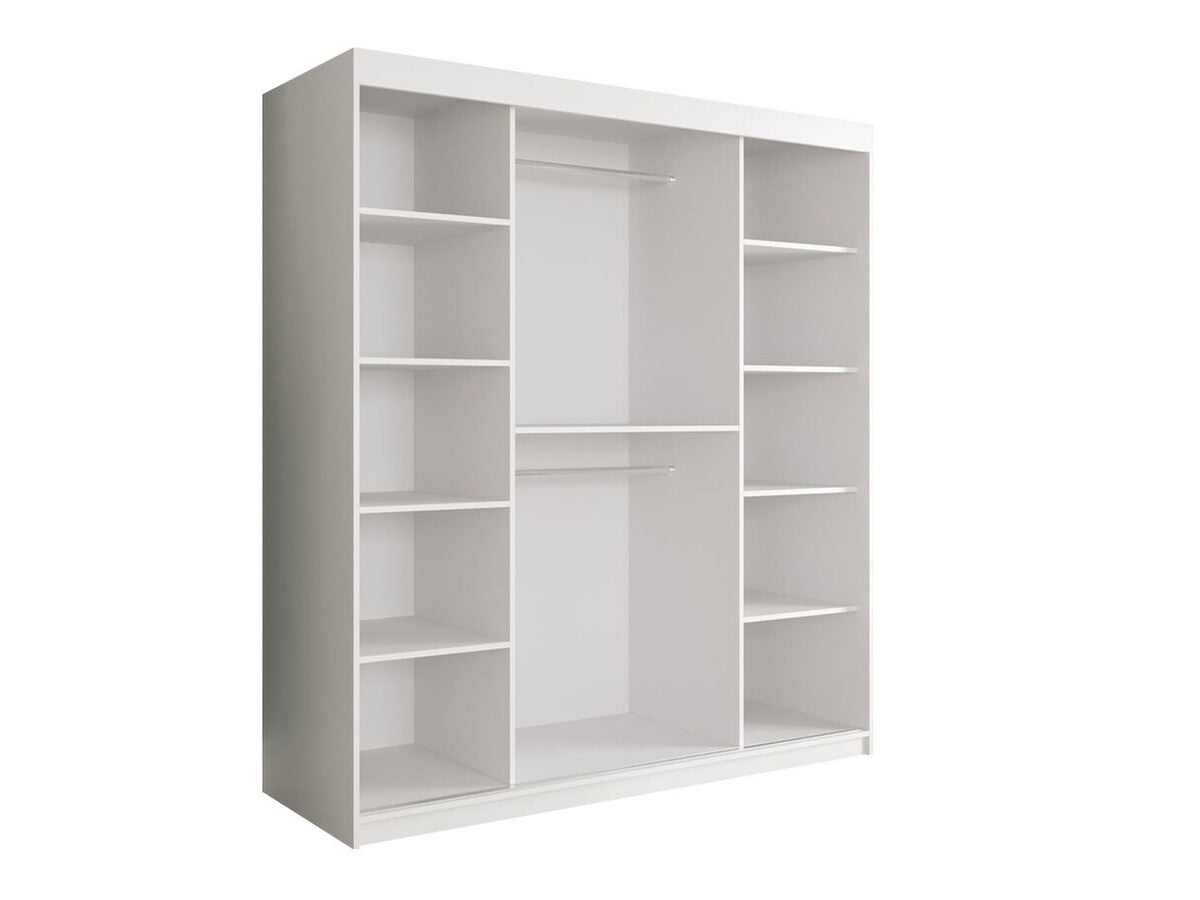 Gardróbszekrény 180 MARMUR POLE (Nemnnus 180), Szín: Matt fekete + Fehér márvány, Fiókok: Nem