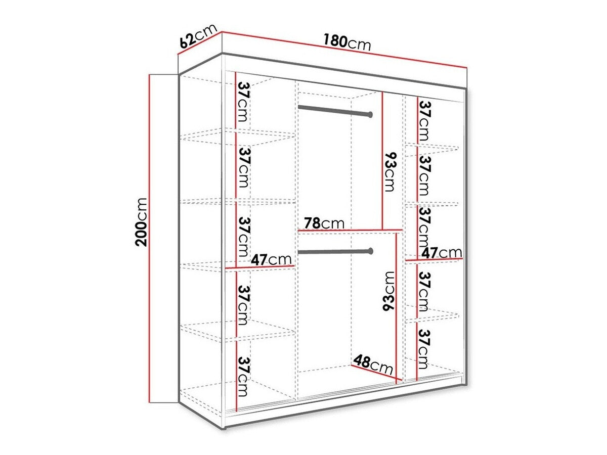 Gardróbszekrény 180 MARMUR POLE (Nemnnus 180), Szín: Matt fehér + Fekete márvány, Fiókok: Nem