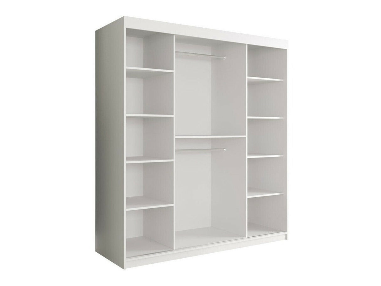 Gardróbszekrény 180 MARMUR POLE (Nemnnus 180), Szín: Matt fehér + Fehér márvány, Fiókok: Nem