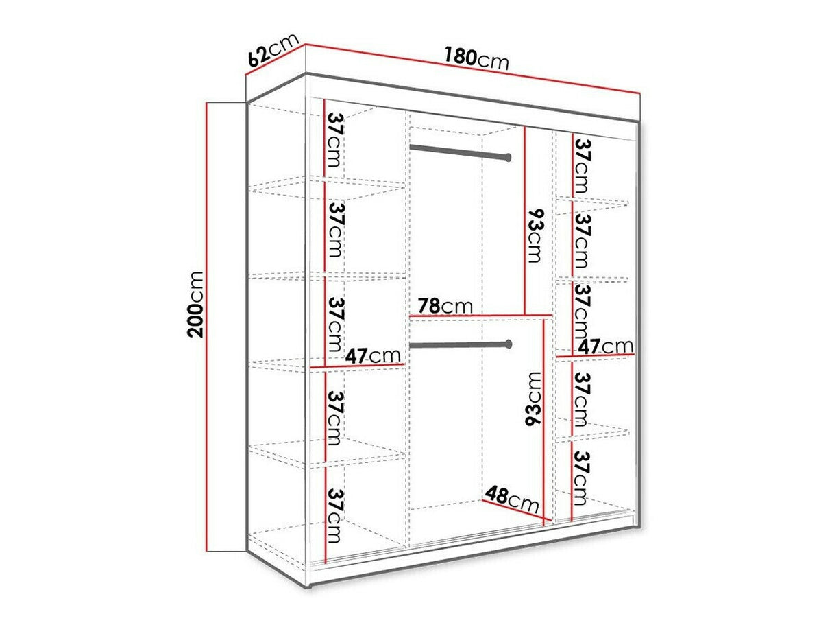 Gardróbszekrény 180 MARMUR POLE (Nemnnus 180), Szín: Matt fehér + Fehér márvány, Fiókok: Nem