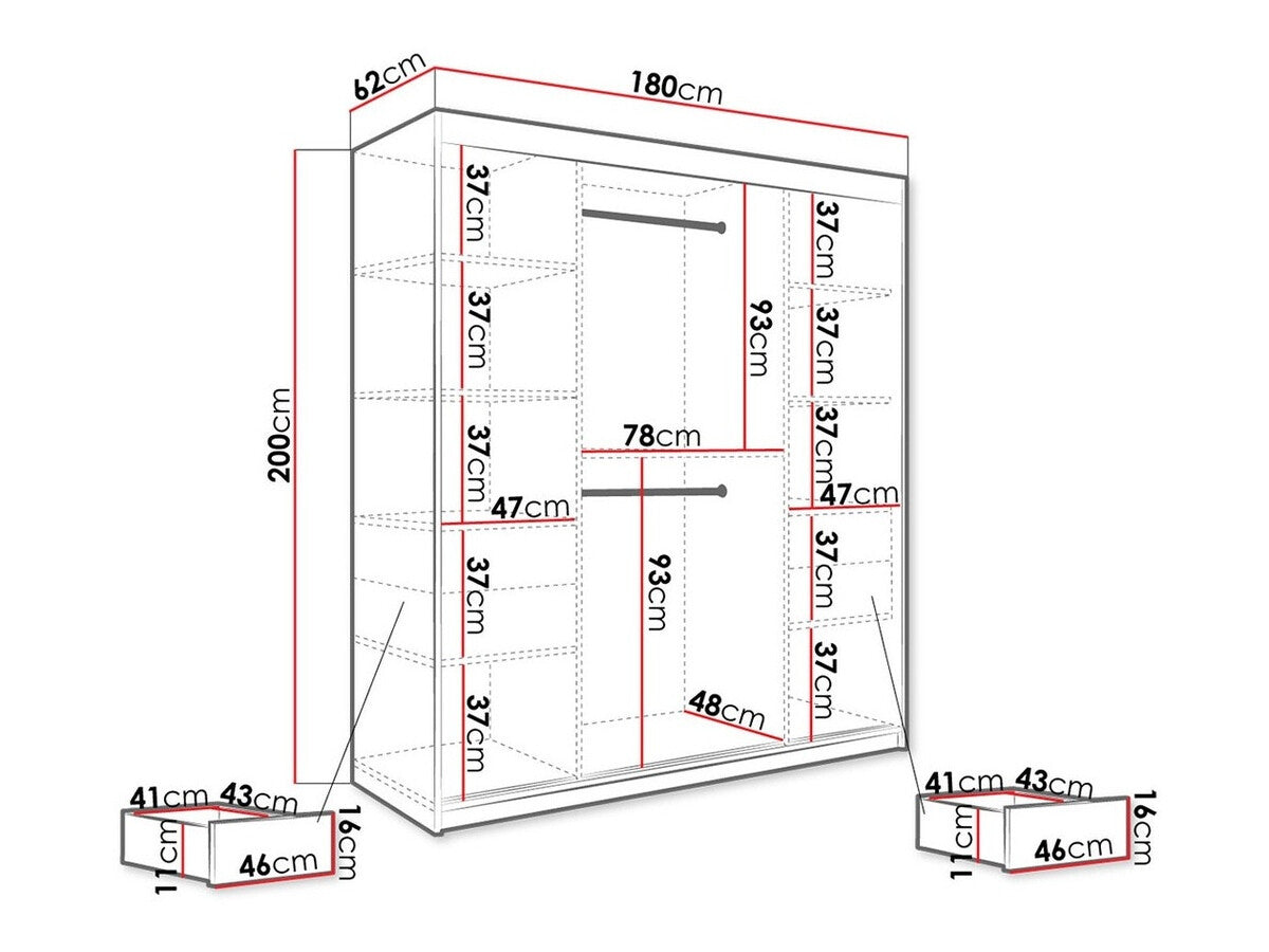 Gardróbszekrény 180 MARMUR POLE (Nemnnus 180), Szín: Matt fehér + Fehér márvány, Fiókok: Igen