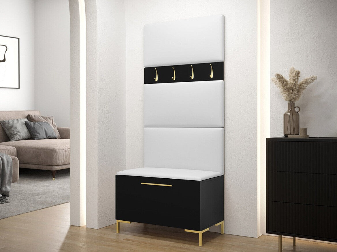 Előszoba garnitúra ZILION III (Frunemfta III), Keret színe: Fekete, Puha falpanel színe: Öko bőr Soft 017