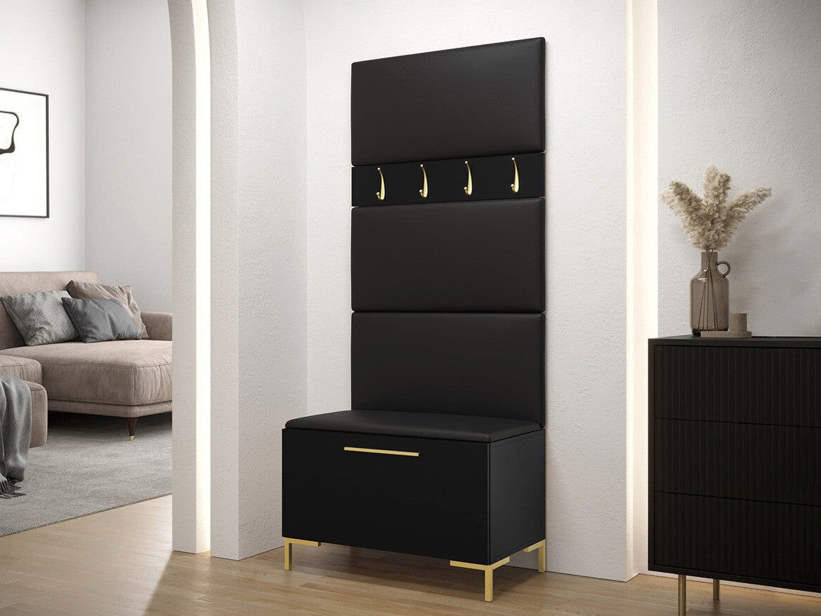 Előszoba garnitúra ZILION III (Frunemfta III), Keret színe: Fekete, Puha falpanel színe: Öko bőr Soft 011