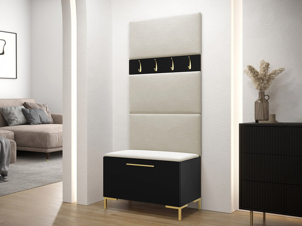 Előszoba garnitúra ZILION III (Frunemfta III), Keret színe: Fekete, Puha falpanel színe: Manila 02