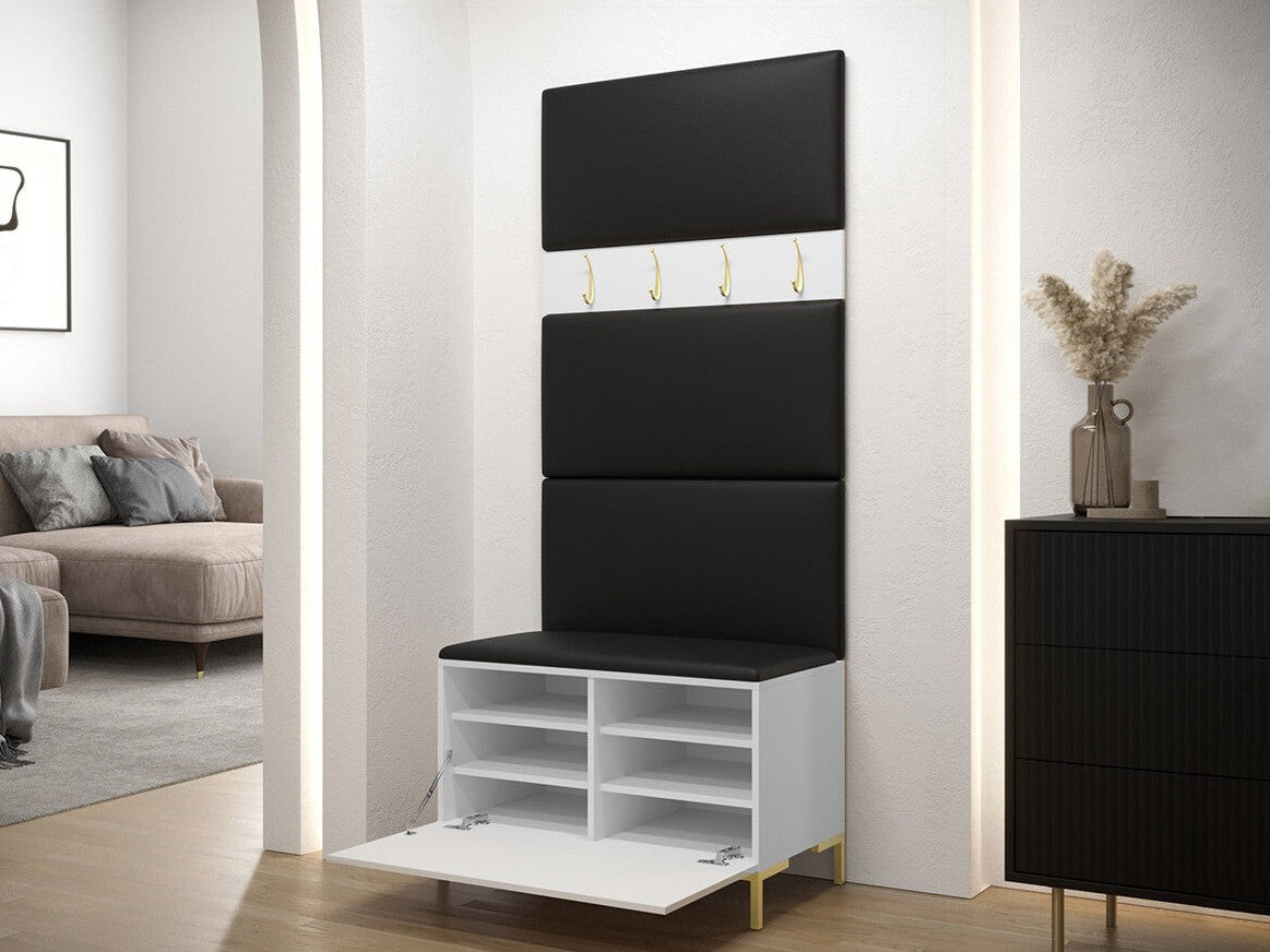 Előszoba garnitúra ZILION III (Frunemfta III), Keret színe: Fekete, Puha falpanel színe: Manila 02