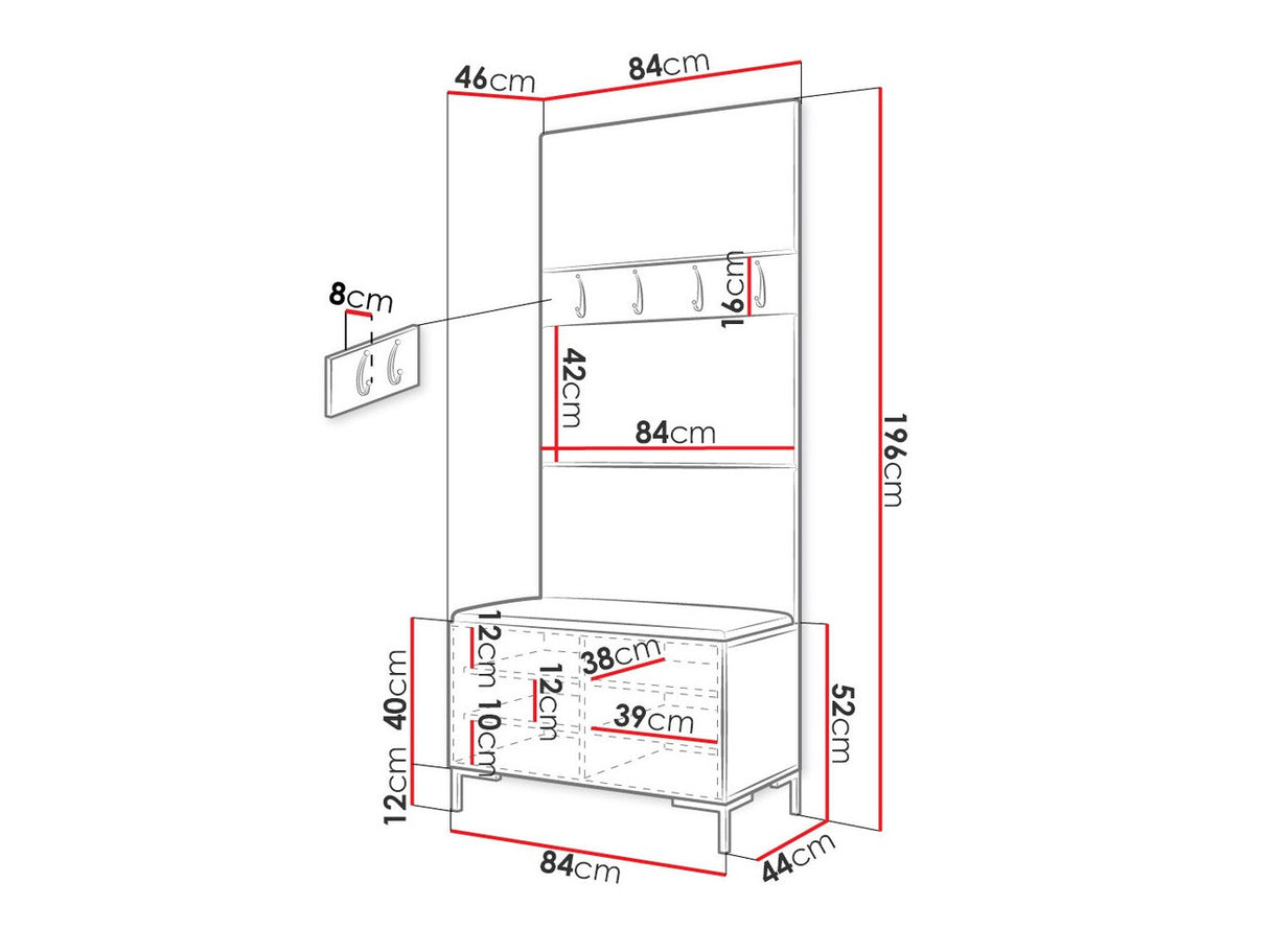 Előszoba garnitúra ZILION III (Frunemfta III), Keret színe: Fekete, Puha falpanel színe: Manila 02