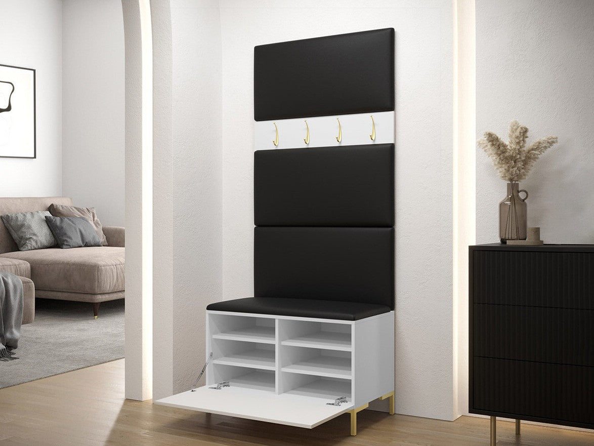 Előszoba garnitúra ZILION III (Frunemfta III), Keret színe: Fekete, Puha falpanel színe: Manila 18