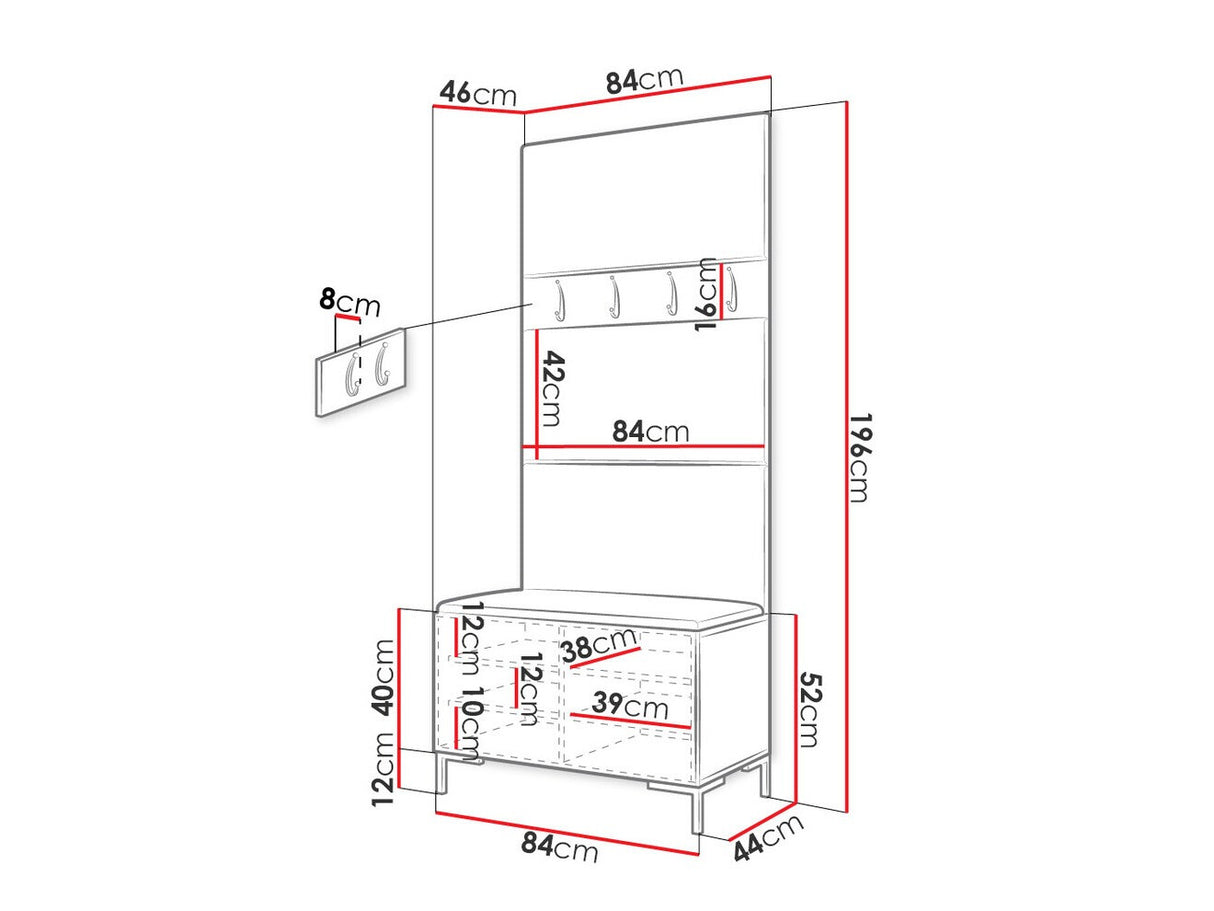 Előszoba garnitúra ZILION III (Frunemfta III), Keret színe: Fekete, Puha falpanel színe: Manila 35