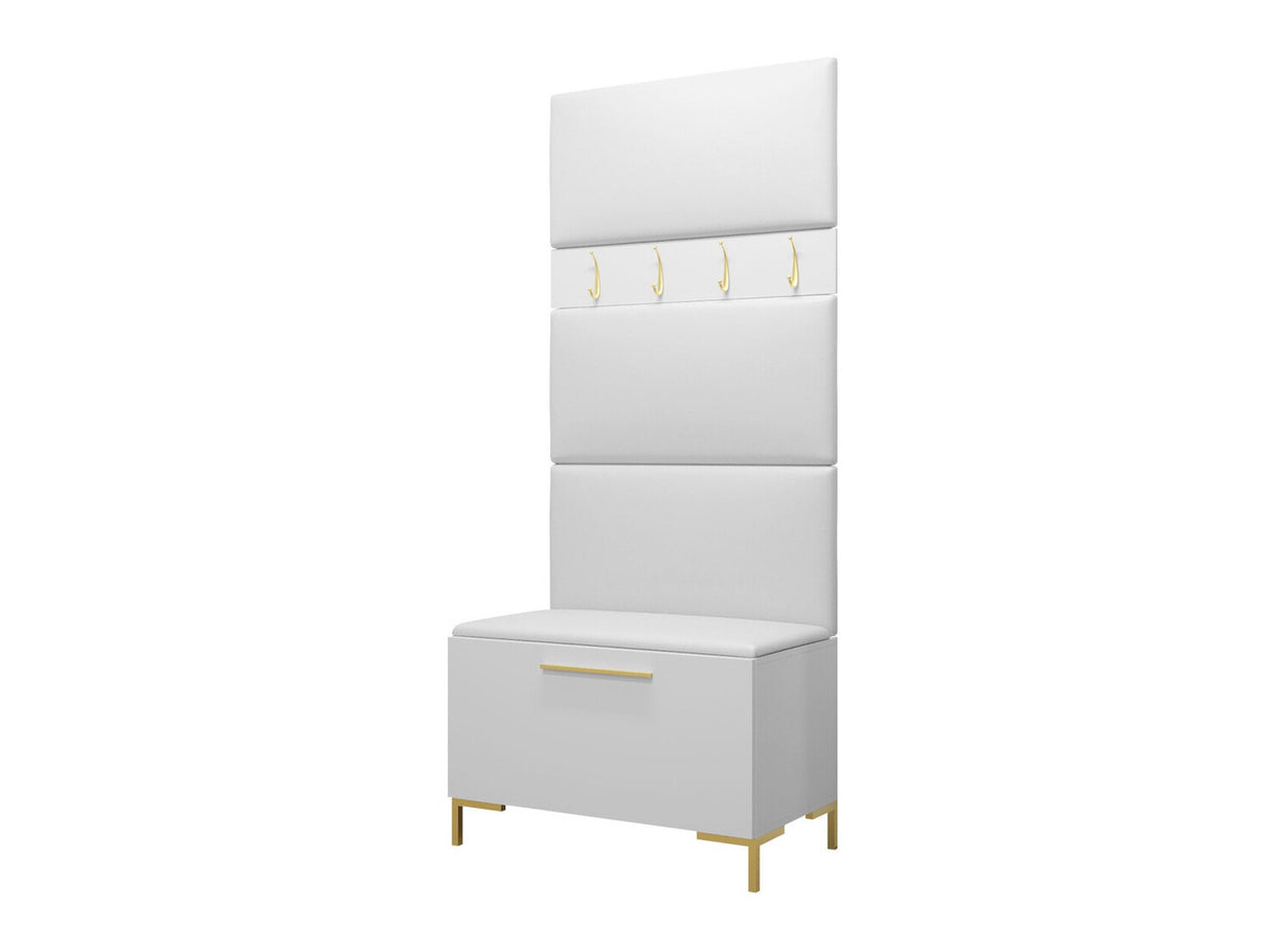 Előszoba garnitúra ZILION III (Frunemfta III), Keret színe: Fehér, Puha falpanel színe: Öko bőr Soft 017