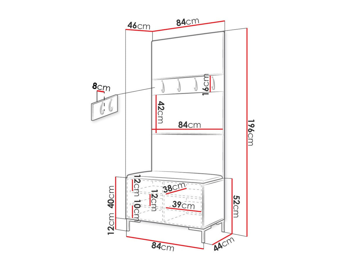 Előszoba garnitúra ZILION III (Frunemfta III), Keret színe: Fehér, Puha falpanel színe: Manila 02