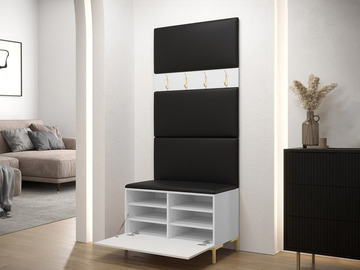 Előszoba garnitúra ZILION III (Frunemfta III), Keret színe: Fehér, Puha falpanel színe: Manila 18