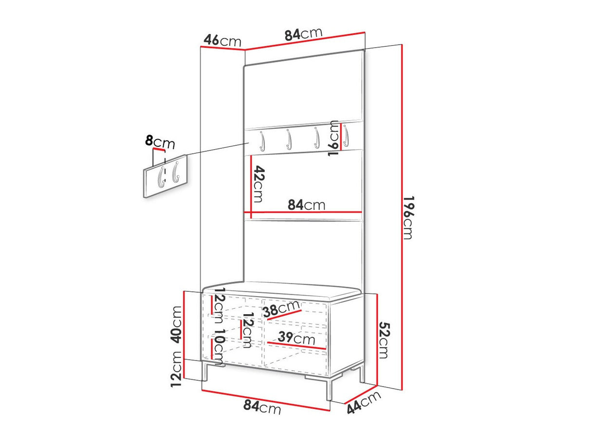 Előszoba garnitúra ZILION III (Frunemfta III), Keret színe: Fehér, Puha falpanel színe: Manila 35