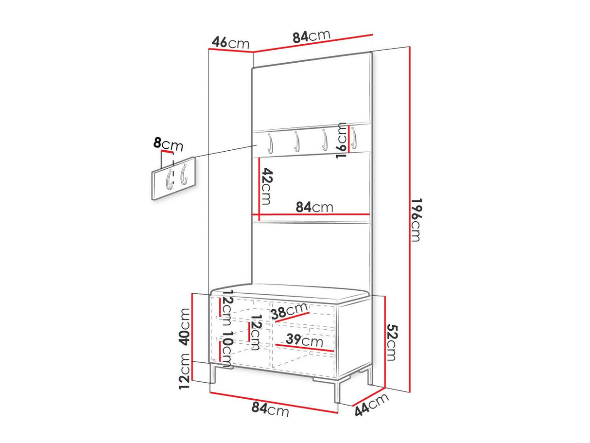Előszoba garnitúra ZILION III (Frunemfta III), Keret színe: Craft tölgy, Puha falpanel színe: Öko bőr Soft 017
