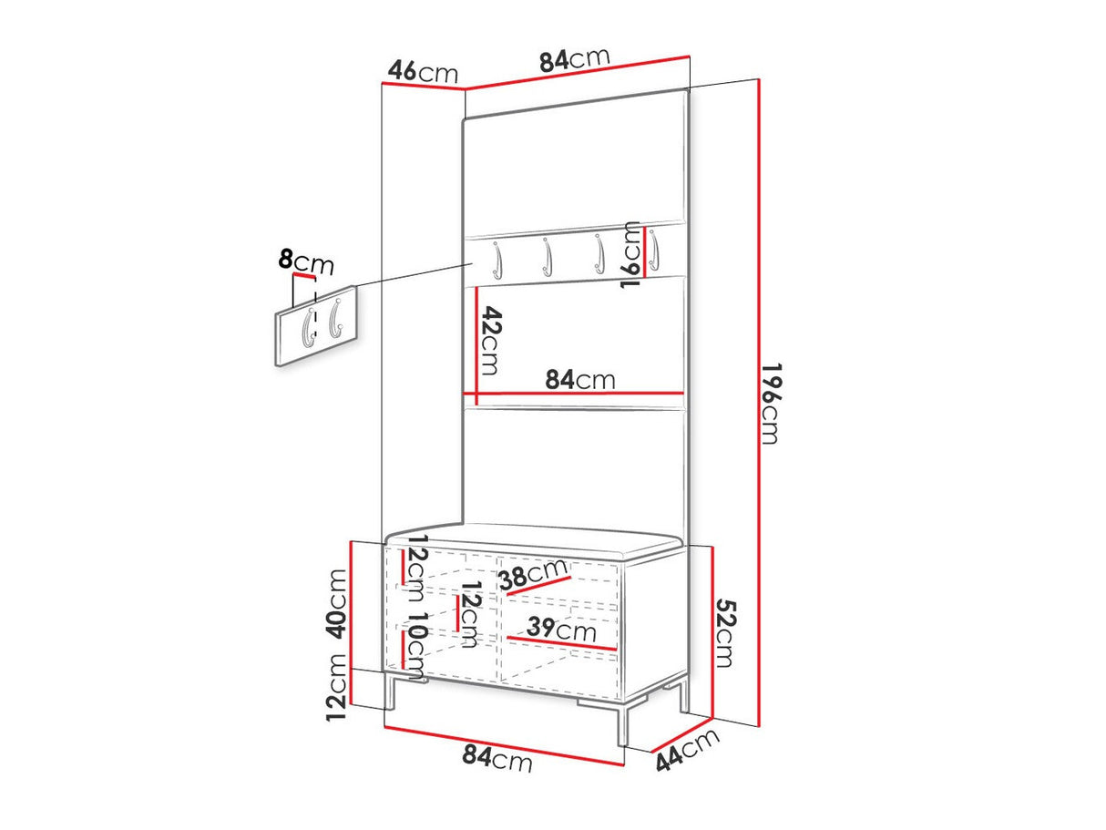 Előszoba garnitúra ZILION III (Frunemfta III), Keret színe: Craft tölgy, Puha falpanel színe: Manila 26