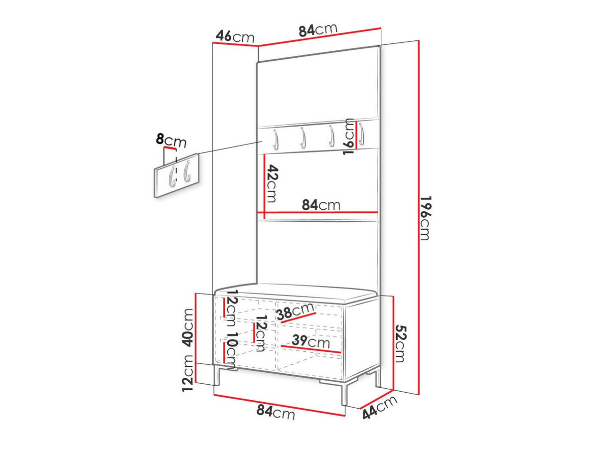 Előszoba garnitúra ZILION III (Frunemfta III), Keret színe: Craft tölgy, Puha falpanel színe: Öko bőr Soft 011