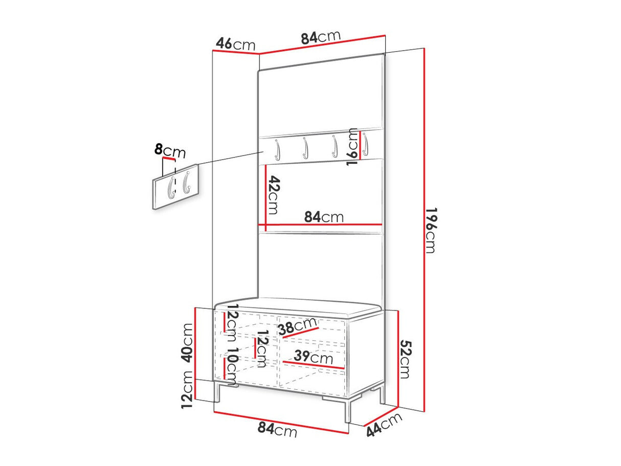 Előszoba garnitúra ZILION III (Frunemfta III), Keret színe: Craft tölgy, Puha falpanel színe: Manila 02
