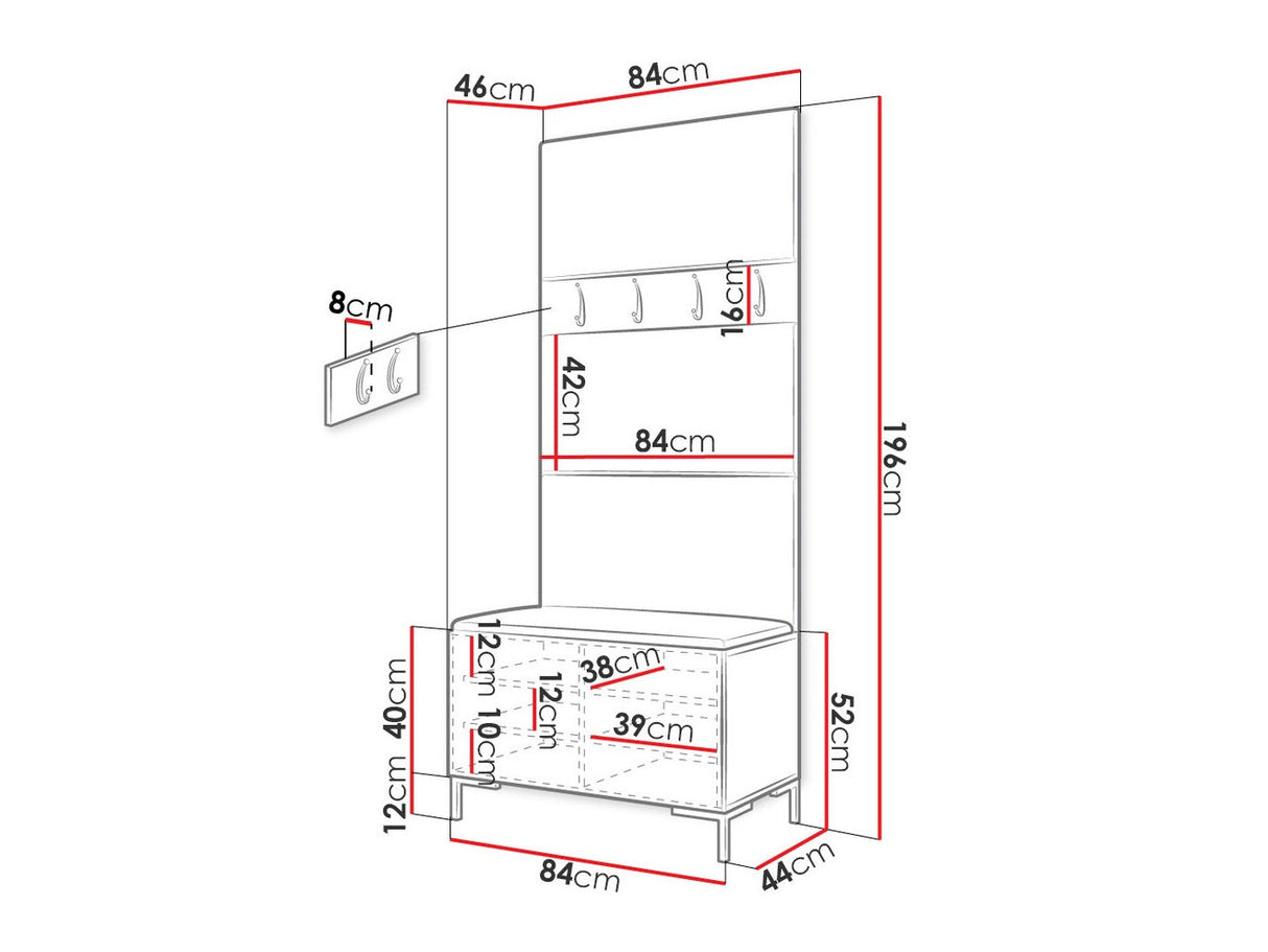 Előszoba garnitúra ZILION III (Frunemfta III), Keret színe: Craft tölgy, Puha falpanel színe: Manila 18