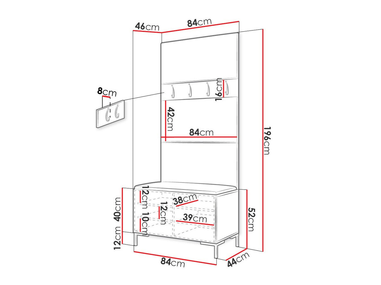 Előszoba garnitúra ZILION III (Frunemfta III), Keret színe: Craft tölgy, Puha falpanel színe: Manila 35