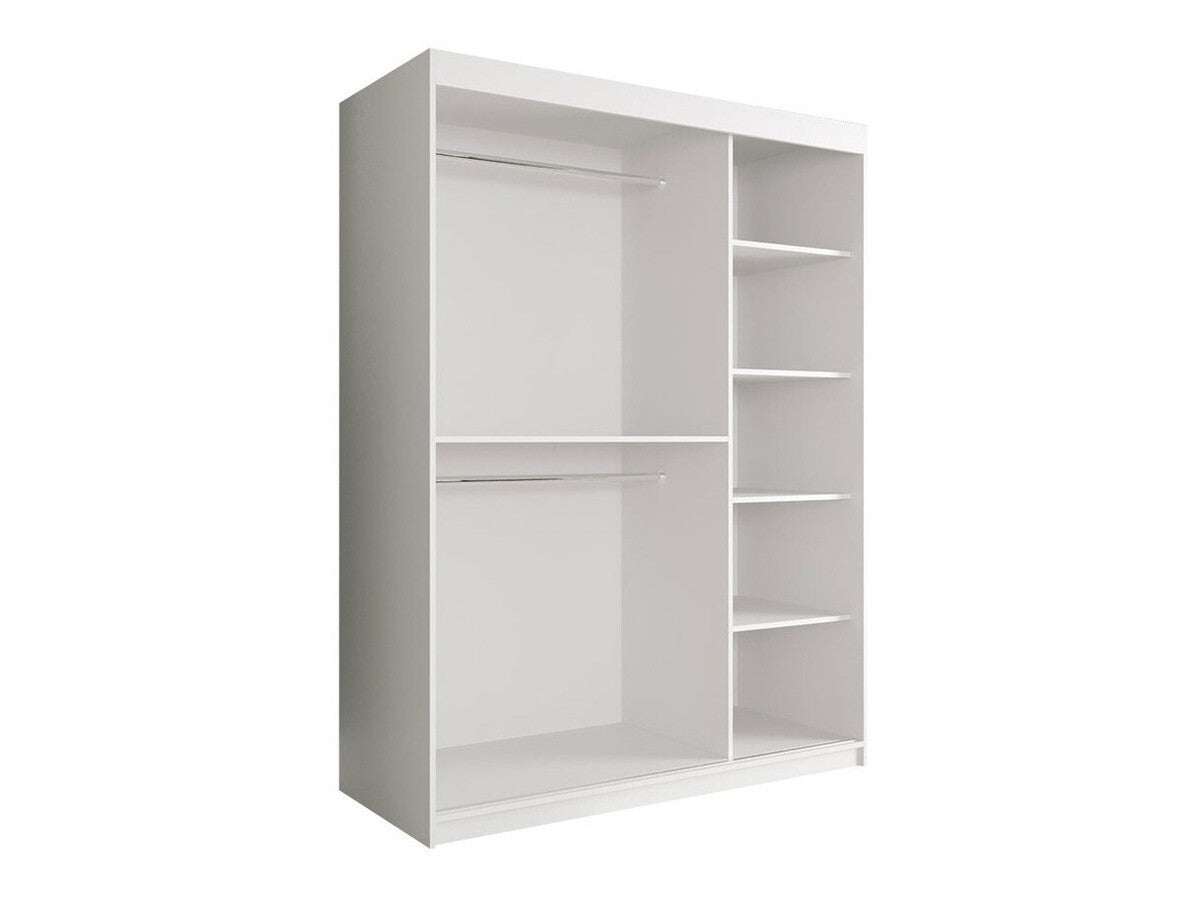 Gardróbszekrény 150 MARMUR POLE (Nemnnus 150), Szín: Matt fehér + Fehér márvány, Fiókok: Nem