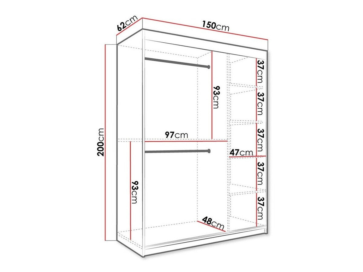 Gardróbszekrény 150 MARMUR POLE (Nemnnus 150), Szín: Matt fehér + Fehér márvány, Fiókok: Nem