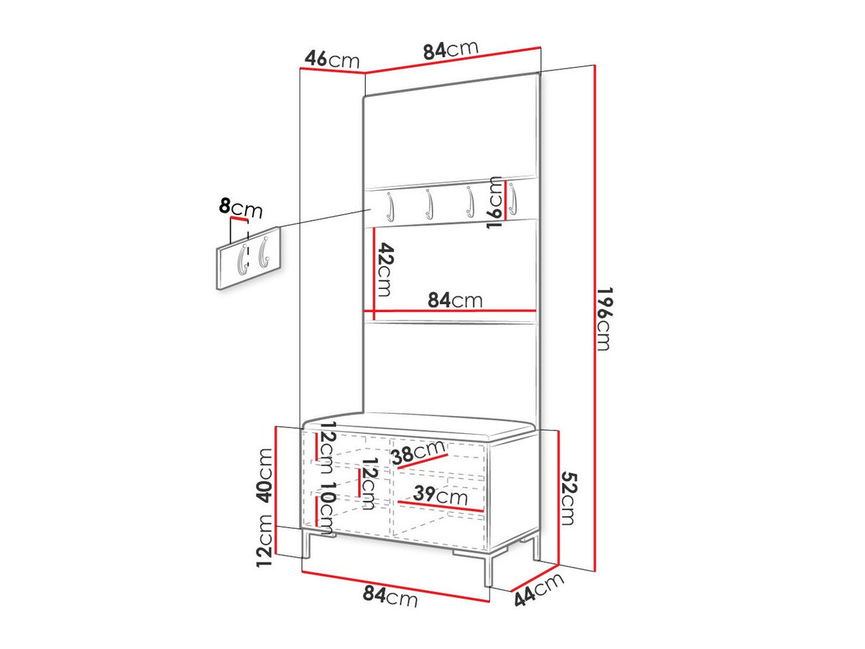 Előszoba garnitúra ZILION III (Frunemfta III), Keret színe: Craft tölgy, Puha falpanel színe: Manila 09