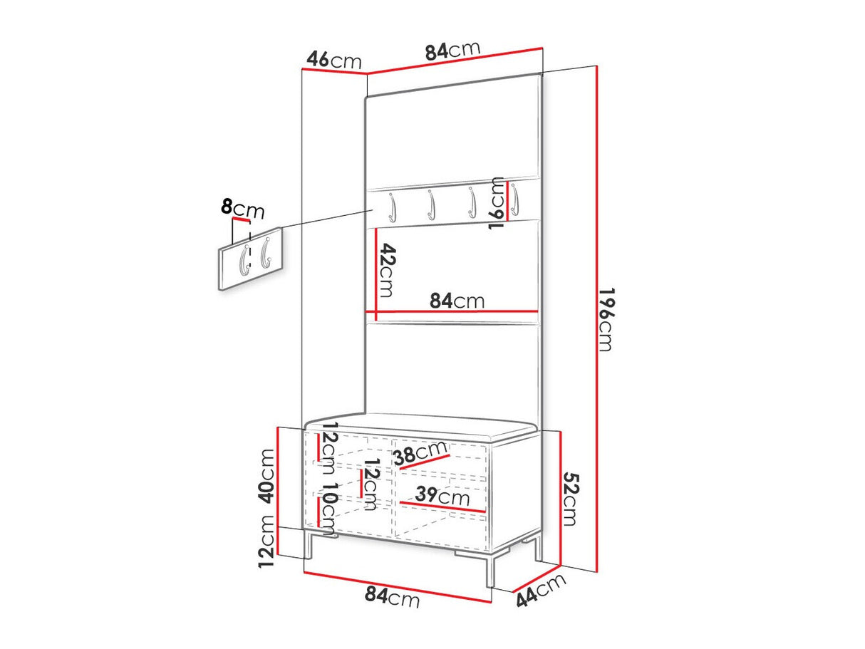 Előszoba garnitúra ZILION III (Frunemfta III), Keret színe: Craft tölgy, Puha falpanel színe: Manila 16