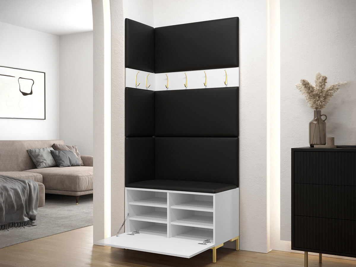 Előszoba garnitúra ZILION IV (Frunemfta IV) , Keret színe: Fekete, Puha falpanel színe: Manila 09