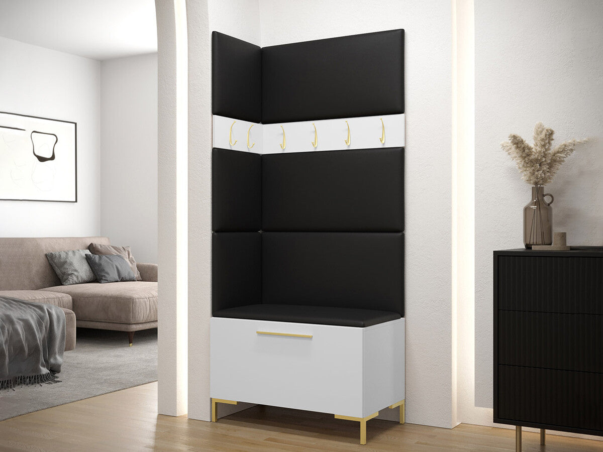 Előszoba garnitúra ZILION IV (Frunemfta IV) , Keret színe: Fehér, Puha falpanel színe: Öko bőr Soft 011