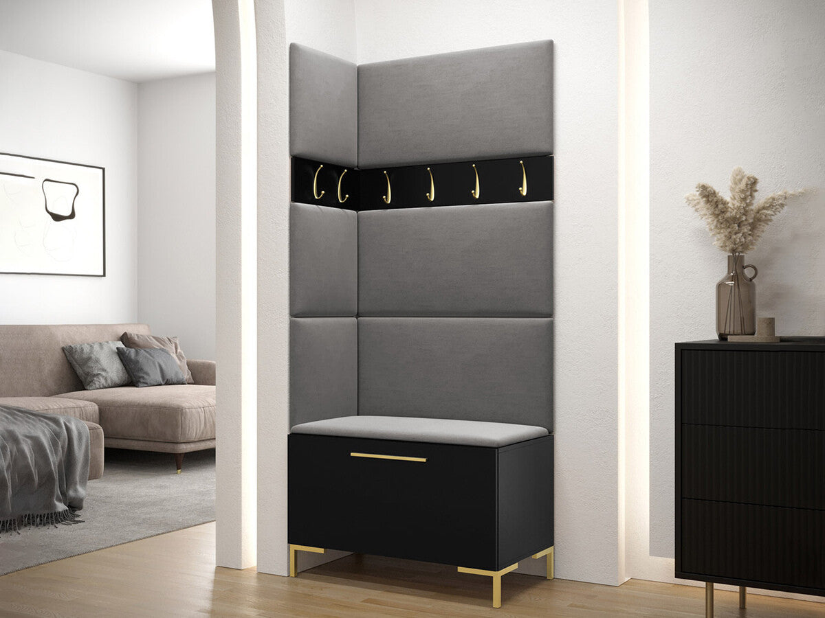 Előszoba garnitúra ZILION IV (Frunemfta IV) , Keret színe: Fekete, Puha falpanel színe: Manila 16