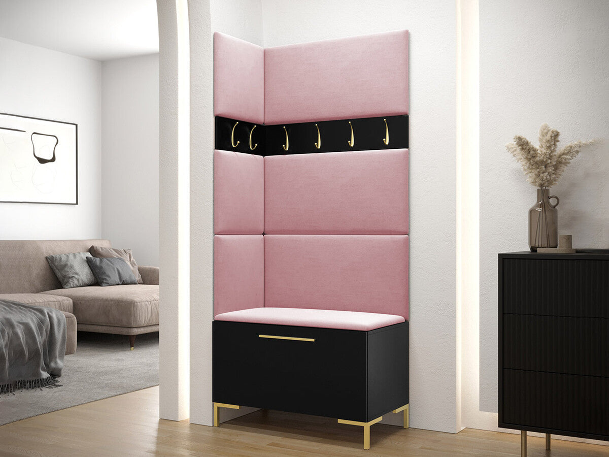 Előszoba garnitúra ZILION IV (Frunemfta IV) , Keret színe: Fekete, Puha falpanel színe: Manila 09