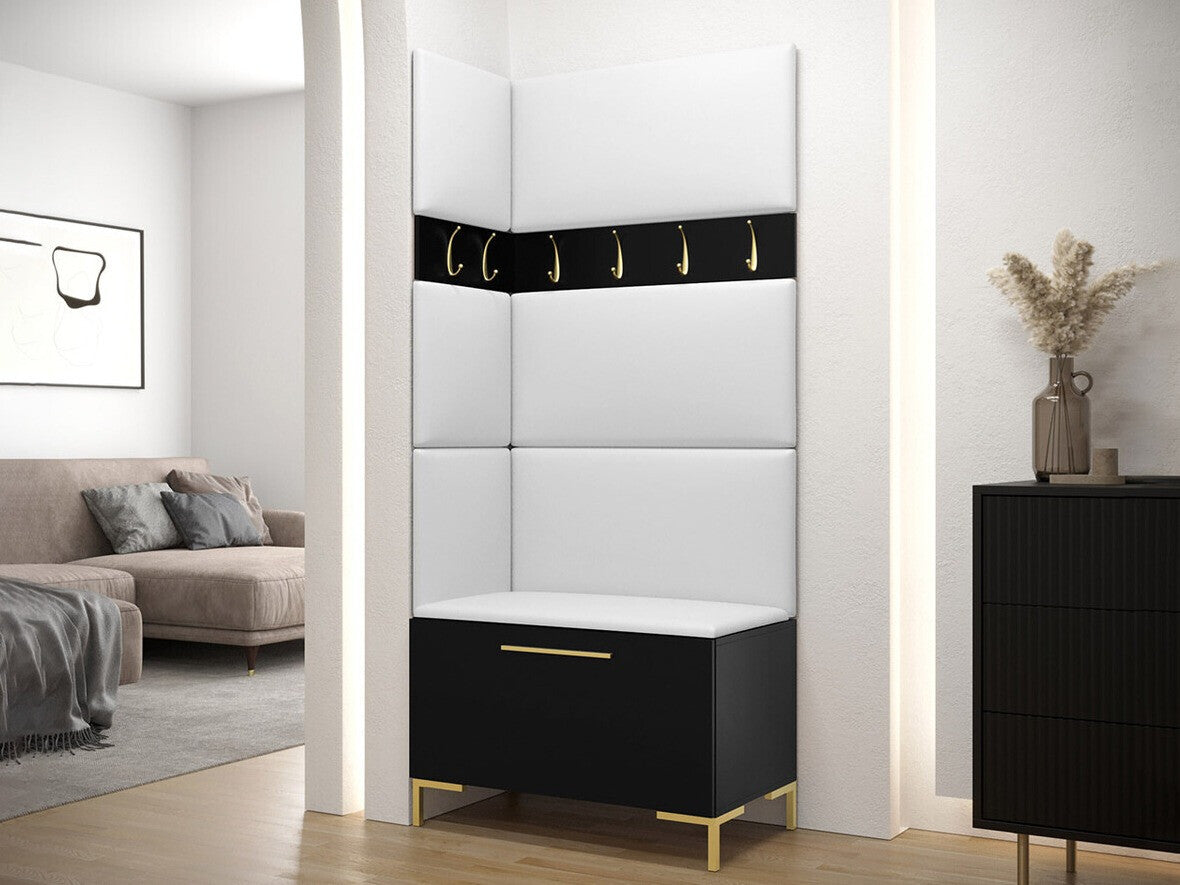 Előszoba garnitúra ZILION IV (Frunemfta IV) , Keret színe: Fekete, Puha falpanel színe: Öko bőr Soft 017